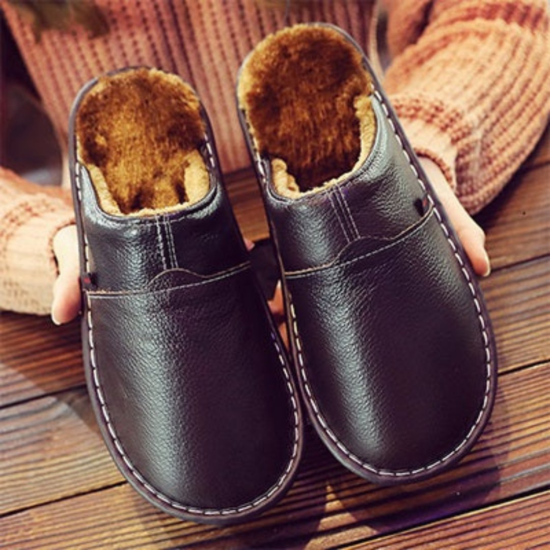 Dylan - Waterproof Brown Leather Slippers for Men